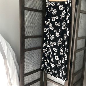 Floral, silky maxi skirt.